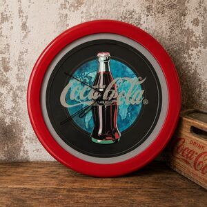 Coca-Cola Bottle Wall Clock 12” Round Red Rim Quartz Coke Advertising Decor Test